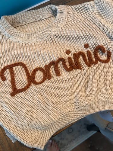 Customer photo review of Hand Knitted Personalized Sweater