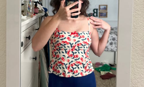 Customer photo review of Seamolly Floral Cinched Back Tie Side Tankini Set