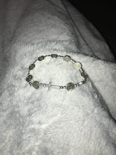 Customer photo review of FREE St. Benedict Medals Stretch Rosary Bracelet