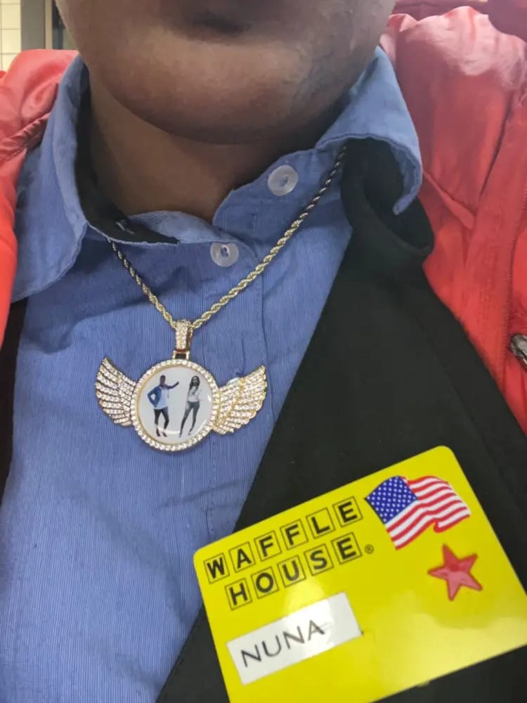 Customer photo review of Custom PPICTURE Wings Round Pendant