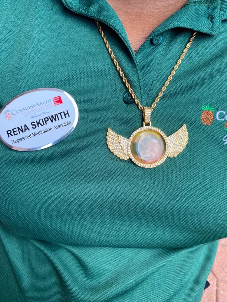 Customer photo review of Custom PPICTURE Wings Round Pendant
