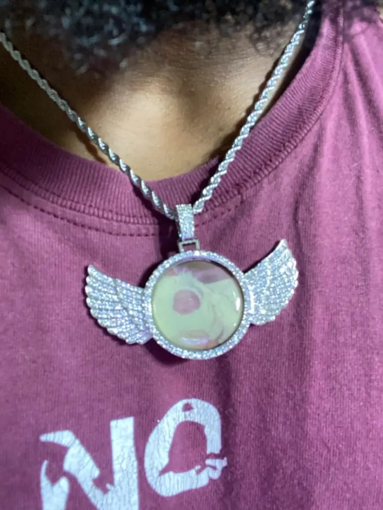 Customer photo review of Custom PPICTURE Wings Round Pendant