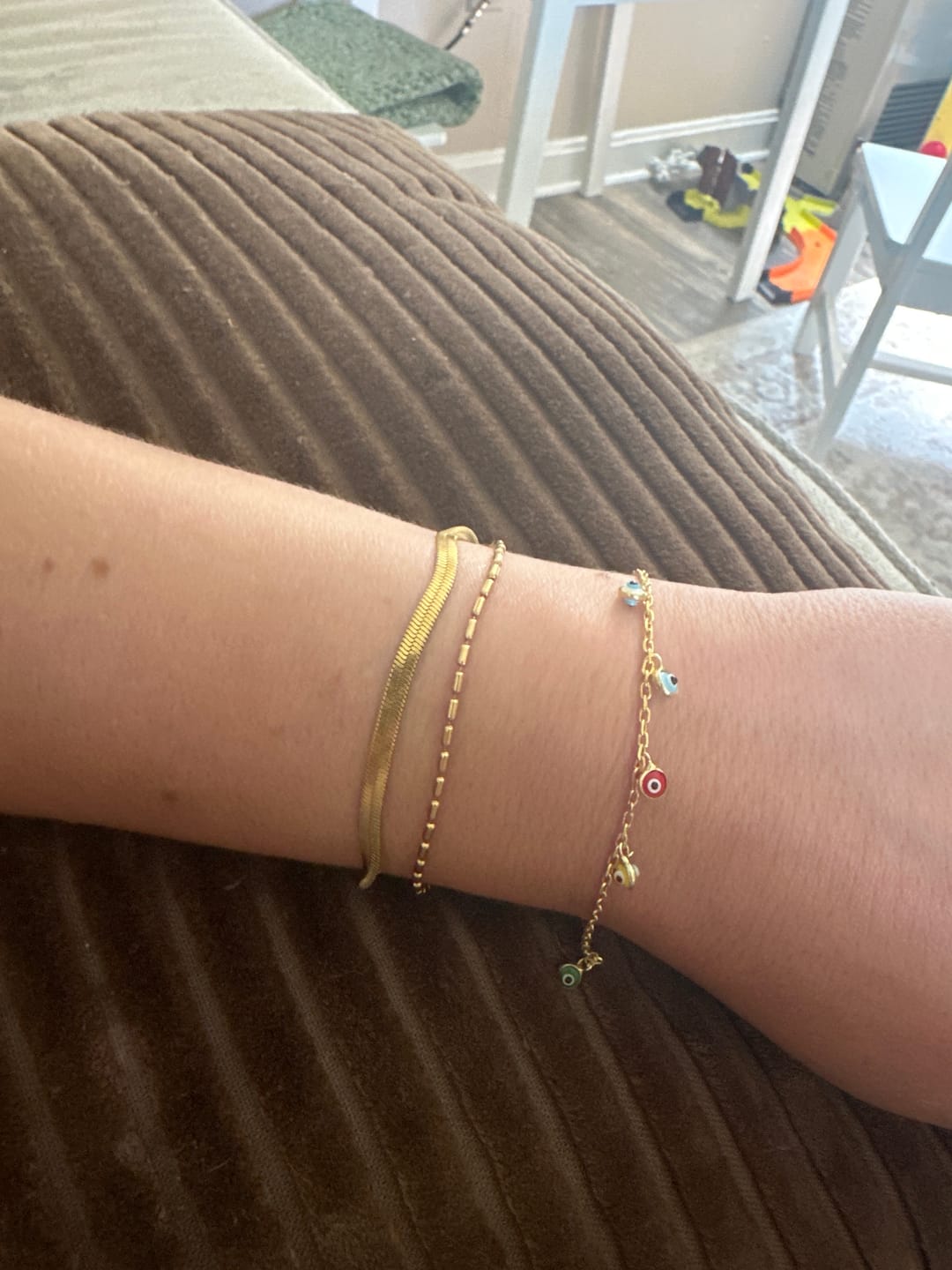 Customer photo review of Selene Snake & Bead Chain Bracelet