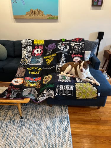 T-shirt quilt with music, punk rock themes by Jacob from NY