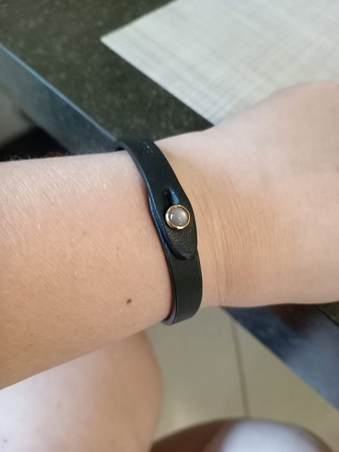 Customer photo review of Bracciale pelle io Malachite Tulsi
