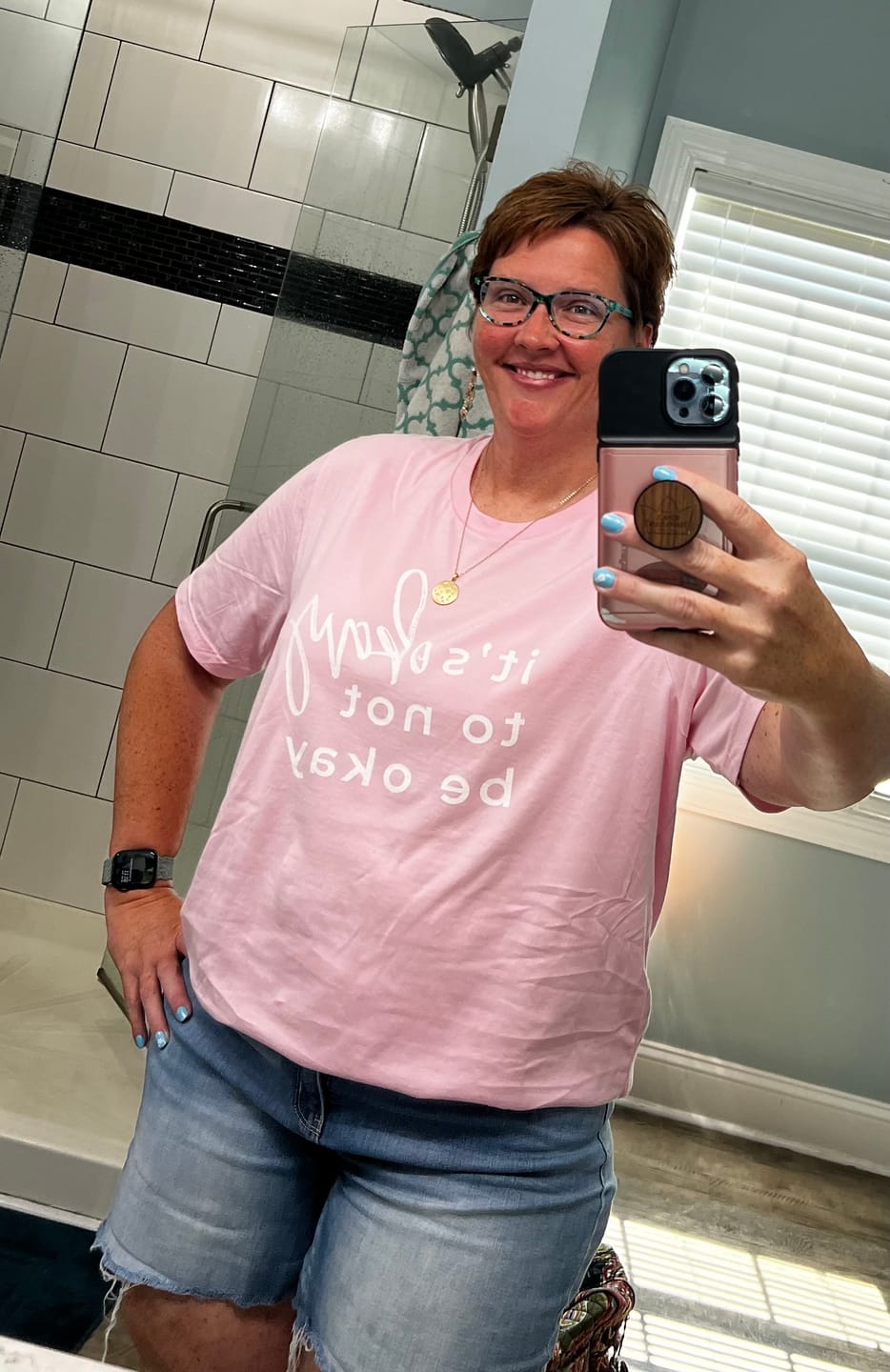 Customer photo review of It's Okay To Not Be Okay T-Shirt