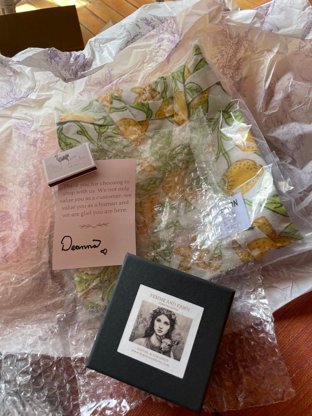 Customer photo review of Santal & Coconut non-toxic candle by Femme & Fawn