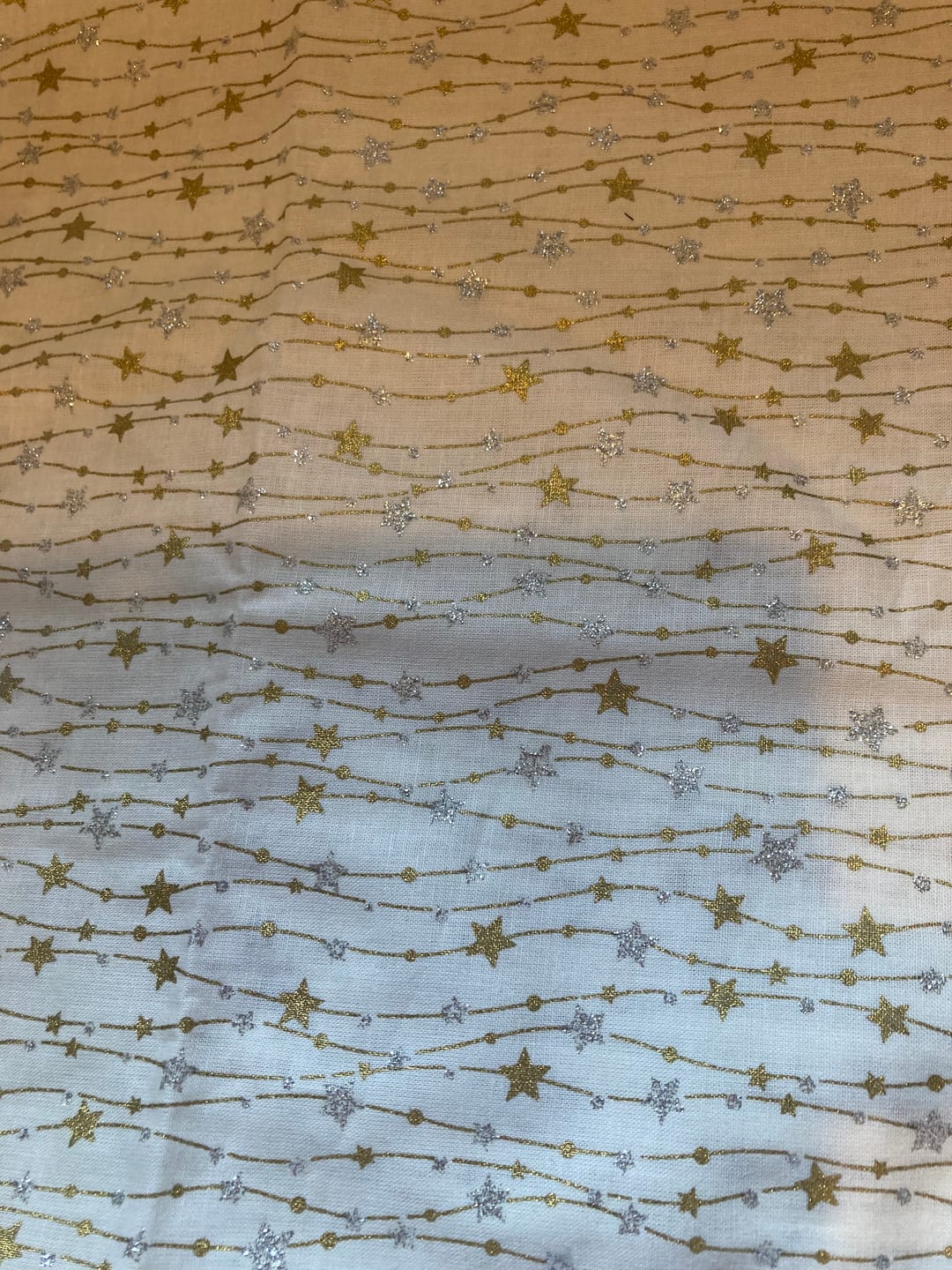 Customer photo review of Gold and Silver Stars Cotton Fabric