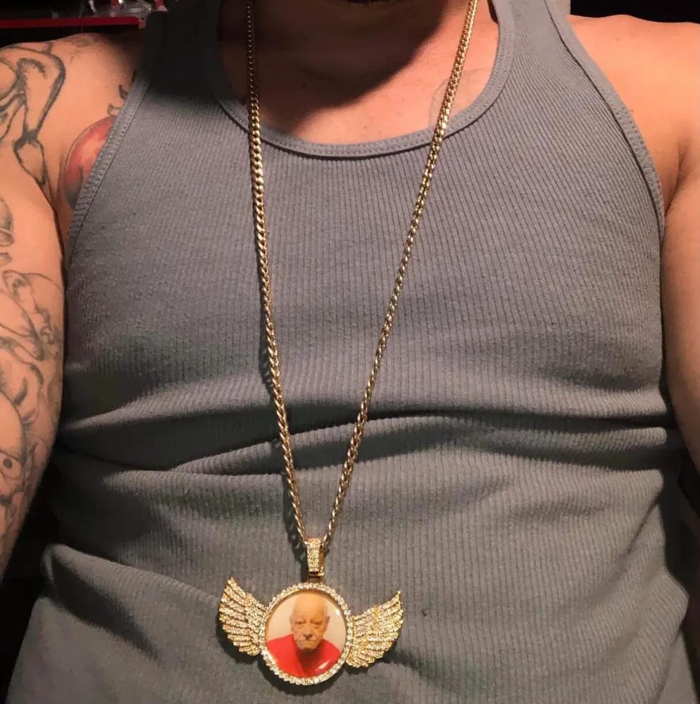 Customer photo review of Custom PPICTURE Wings Round Pendant