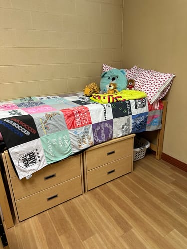 T-shirt quilt featuring unknown university sports team by Erin from KY