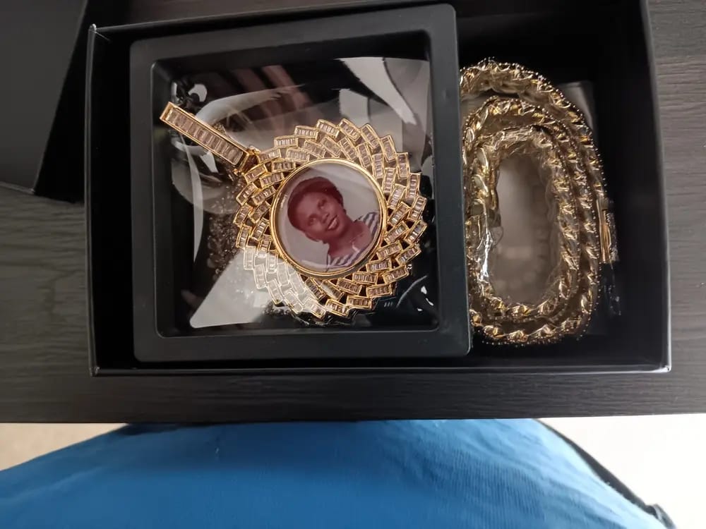Customer photo review of Custom PPICTURE Wings Round Pendant