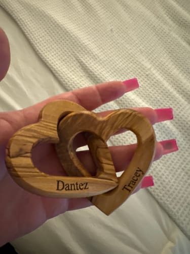 Customer photo review of Olive Wood Connected Hearts | A Great Gift on Valentine, Engagement and Wedding