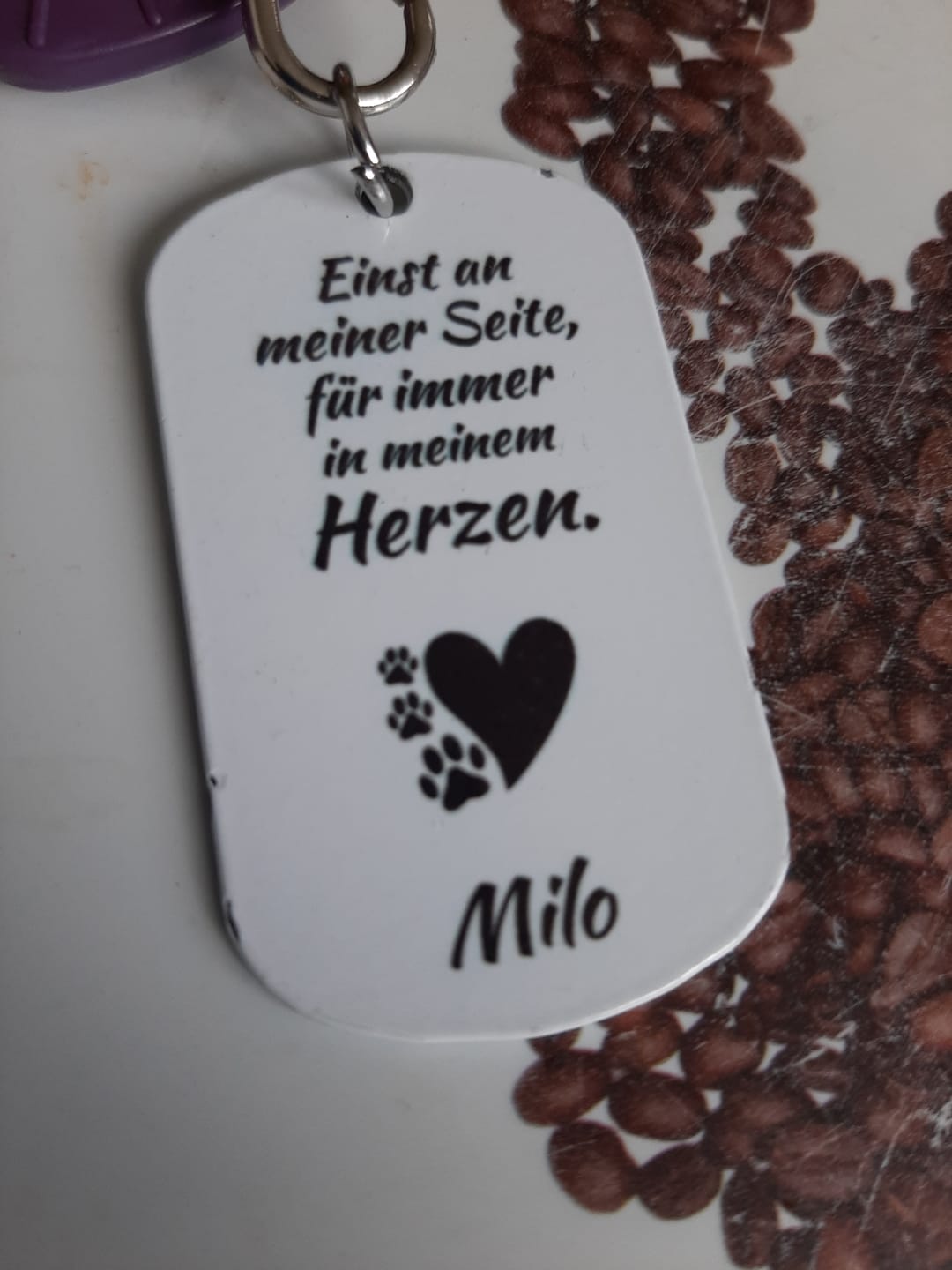 Customer photo review of Für immer im Herzen - Individueller Dog Tag Schlüsselanhänger