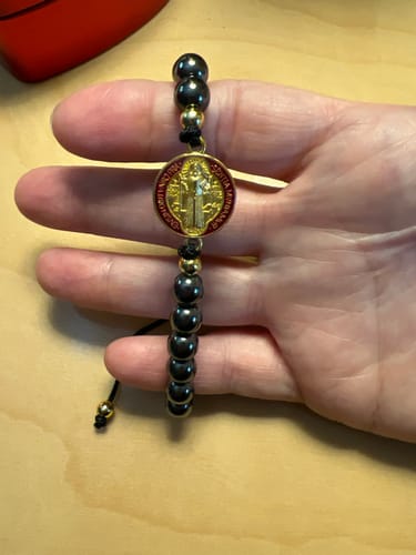 Customer photo review of FREE St. Benedict Hematite Bracelet