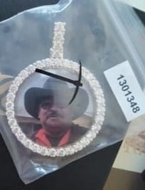 Customer photo review of 925S & VVS MOISSANITE 3D CIRCLE CUSTOM PICTURE PENDANT