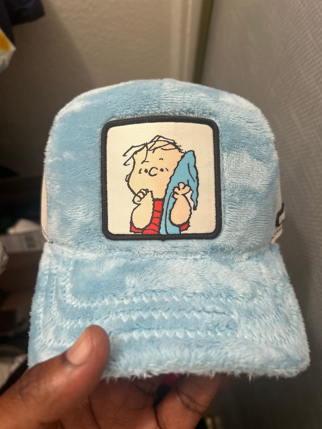 Customer photo review of OVERLORD X Peanuts: Linus Trucker Cap