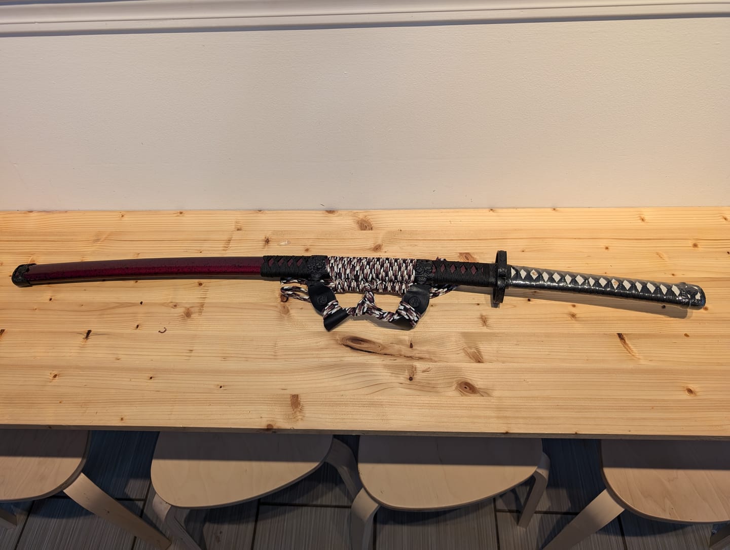 Customer photo review of The Burakkuingula Handmade Katana Clay Tempered T10 Steel