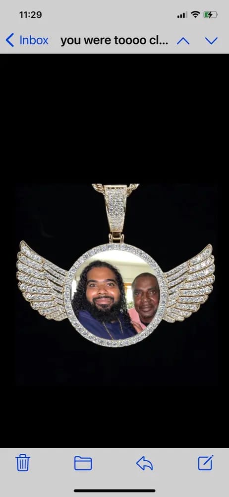Customer photo review of Custom PPICTURE Wings Round Pendant