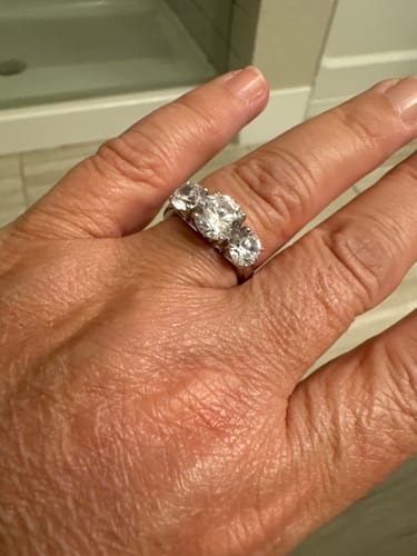 Customer photo review of 3-Stone 2ct CZ Ring in Sterling Silver