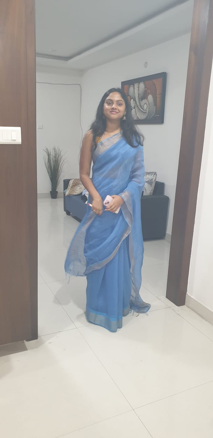 Customer photo review of Ragini Linen Silk Sari
