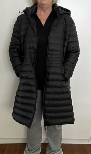 Customer photo review of Black Duck Down Midi Puffer Coat
