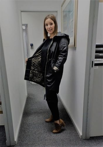Customer photo review of Black Classic Leopard Raincoat