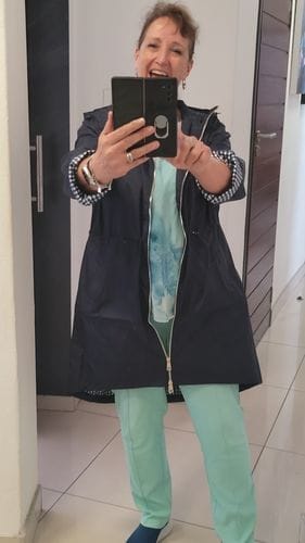 Customer photo review of Navy Raincoat