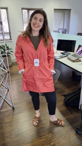 Customer photo review of Coral Cherry Raincoat