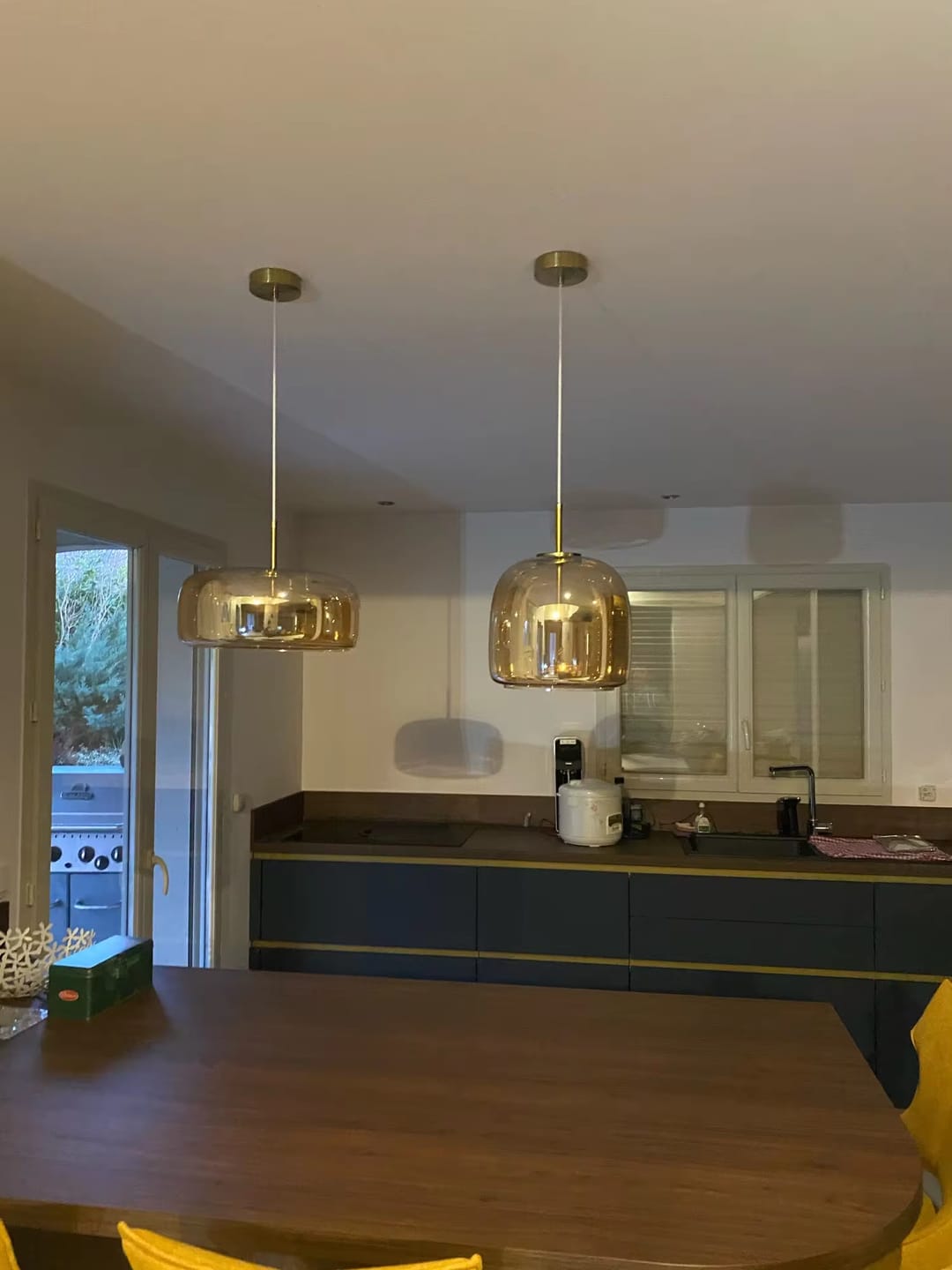 Customer photo review of WOMO Drum Blown Glass Pendant Light-WM2145