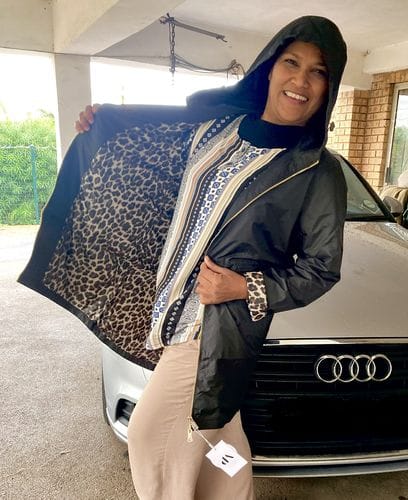 Customer photo review of Black Classic Leopard Raincoat