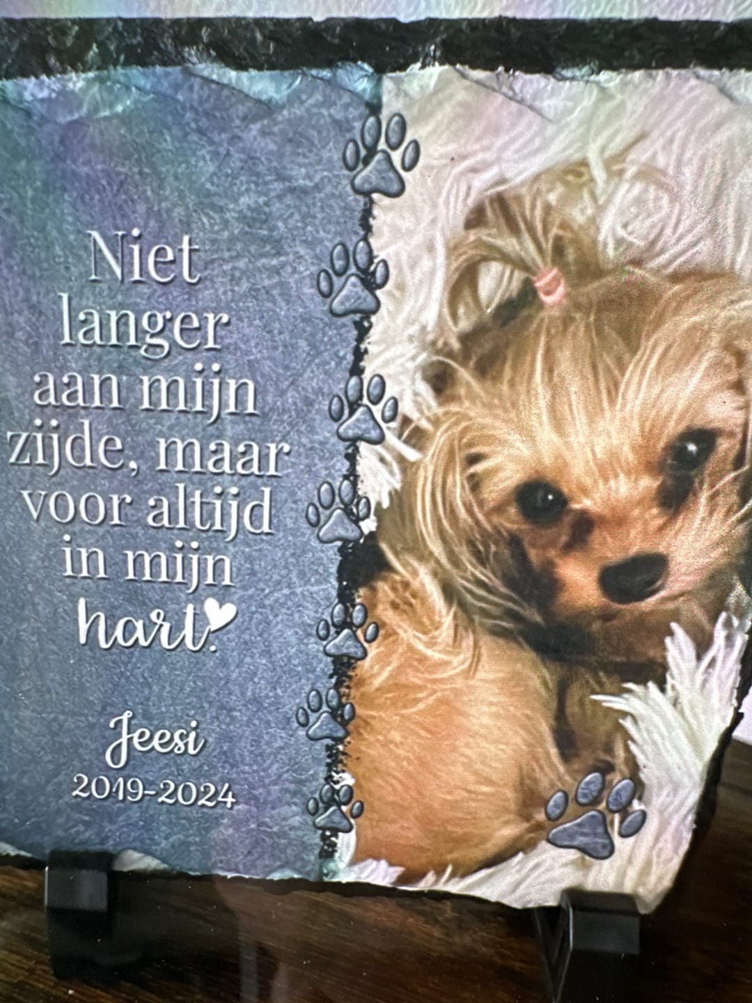 Customer photo review of Voor altijd in het hart - Gepersonaliseerde leisteen