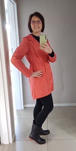 Customer photo review of Coral Cherry Raincoat