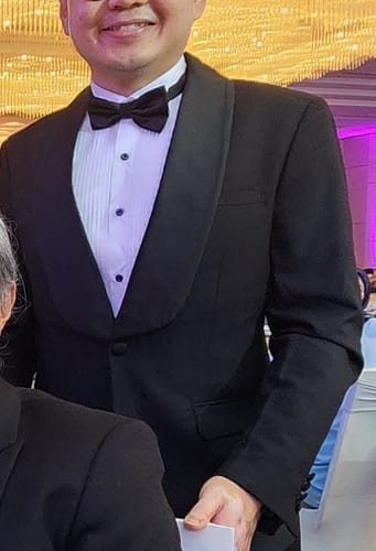 Customer photo review of Single Breasted Tuxedo Blazer - Black Plain (Shawl Lapel)