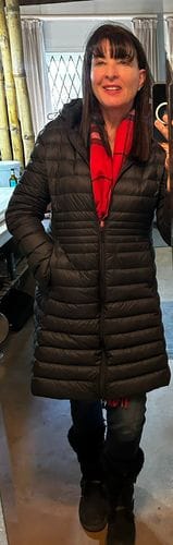 Customer photo review of Black Duck Down Midi Puffer Coat