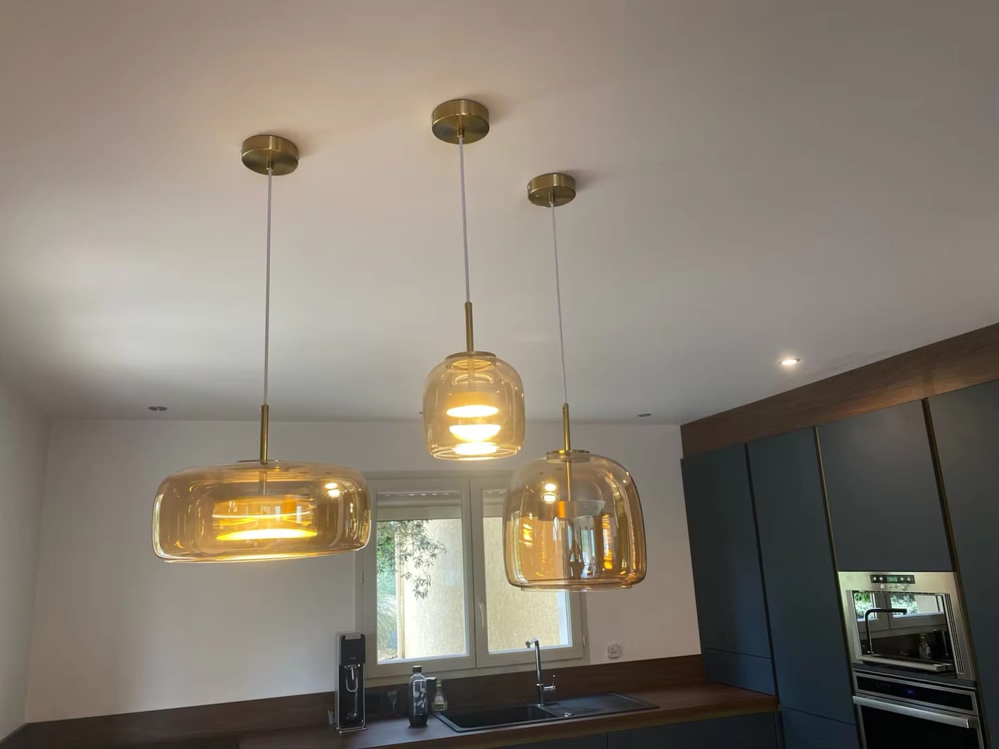 Customer photo review of WOMO Drum Blown Glass Pendant Light-WM2145