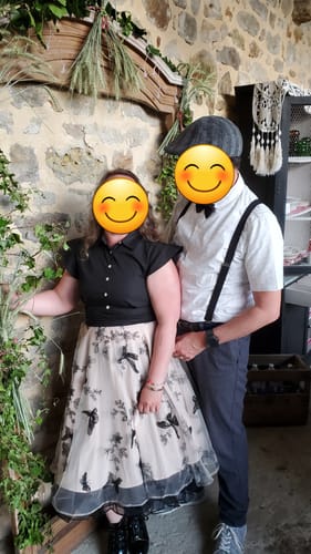 Avis photo d'un client sur Robe vintage patchwork papillon noire des années 1950 Cocktail Chic