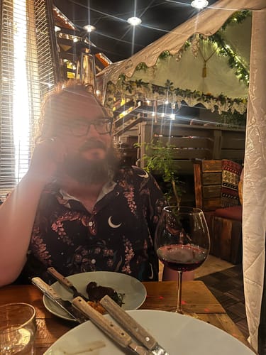 Customer photo review of Episodic Death Moth Flow Button Up Shirt