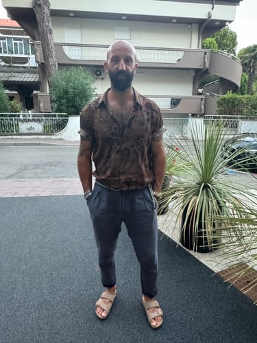 Customer photo review of Chemise boutonnée à manches courtes pour hommes, Vintage, vacances florales, été