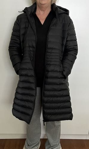 Customer photo review of Black Duck Down Midi Puffer Coat