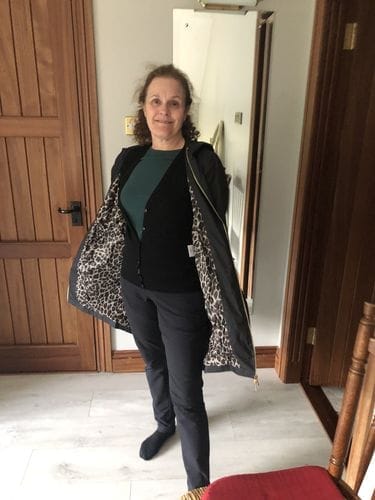 Customer photo review of Black Snow Leopard Raincoat