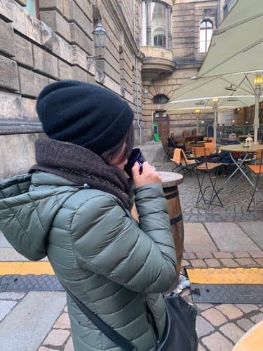 Customer photo review of Sage Duck Down Puffer Coat