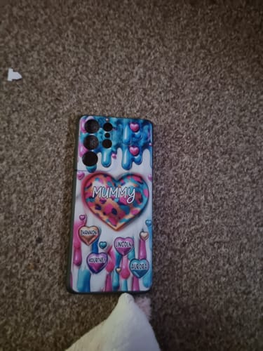 Customer photo review of Personalized Coloful Sweet Heart Dripping Background Phone Case