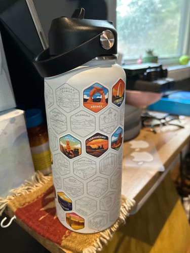 Customer photo review of Let's Wander™ National Parks Water Bottle + Stickers