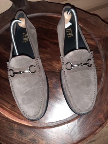 Customer photo review of Mario Horsebit Moccasin Loafer - Dark Brown Suede Leather (Silver Buckle)