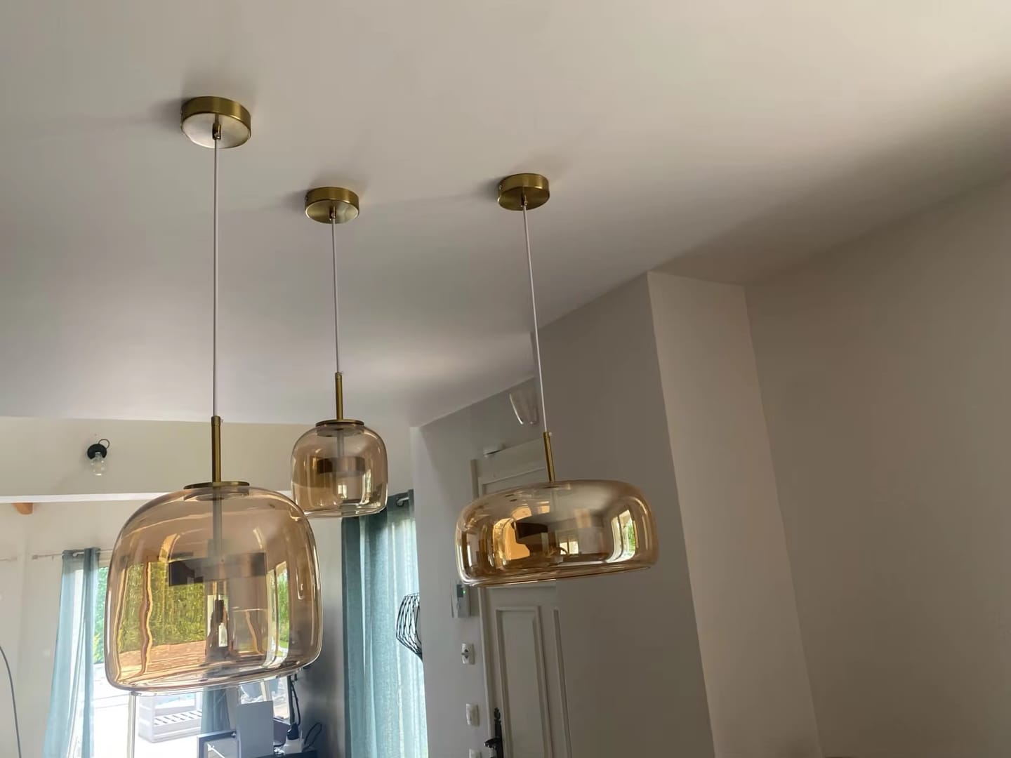 Customer photo review of WOMO Drum Blown Glass Pendant Light-WM2145