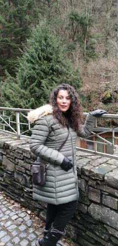 Customer photo review of Sage Duck Down Midi Puffer Coat