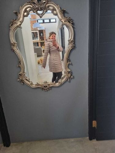 Customer photo review of Sage Duck Down Midi Puffer Coat