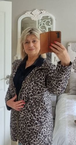 Customer photo review of Leopard Raincoat