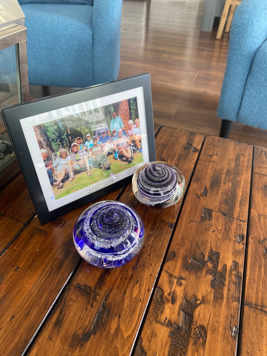 Customer photo review of Swirl Paperweight with Cremation Ash
