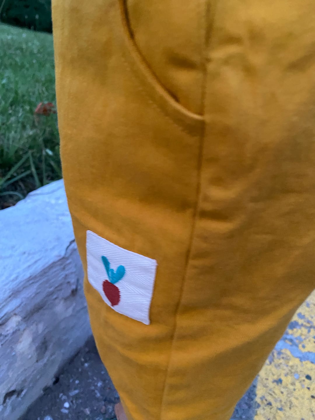Customer photo review of Gold Twill Dungaree Shorts